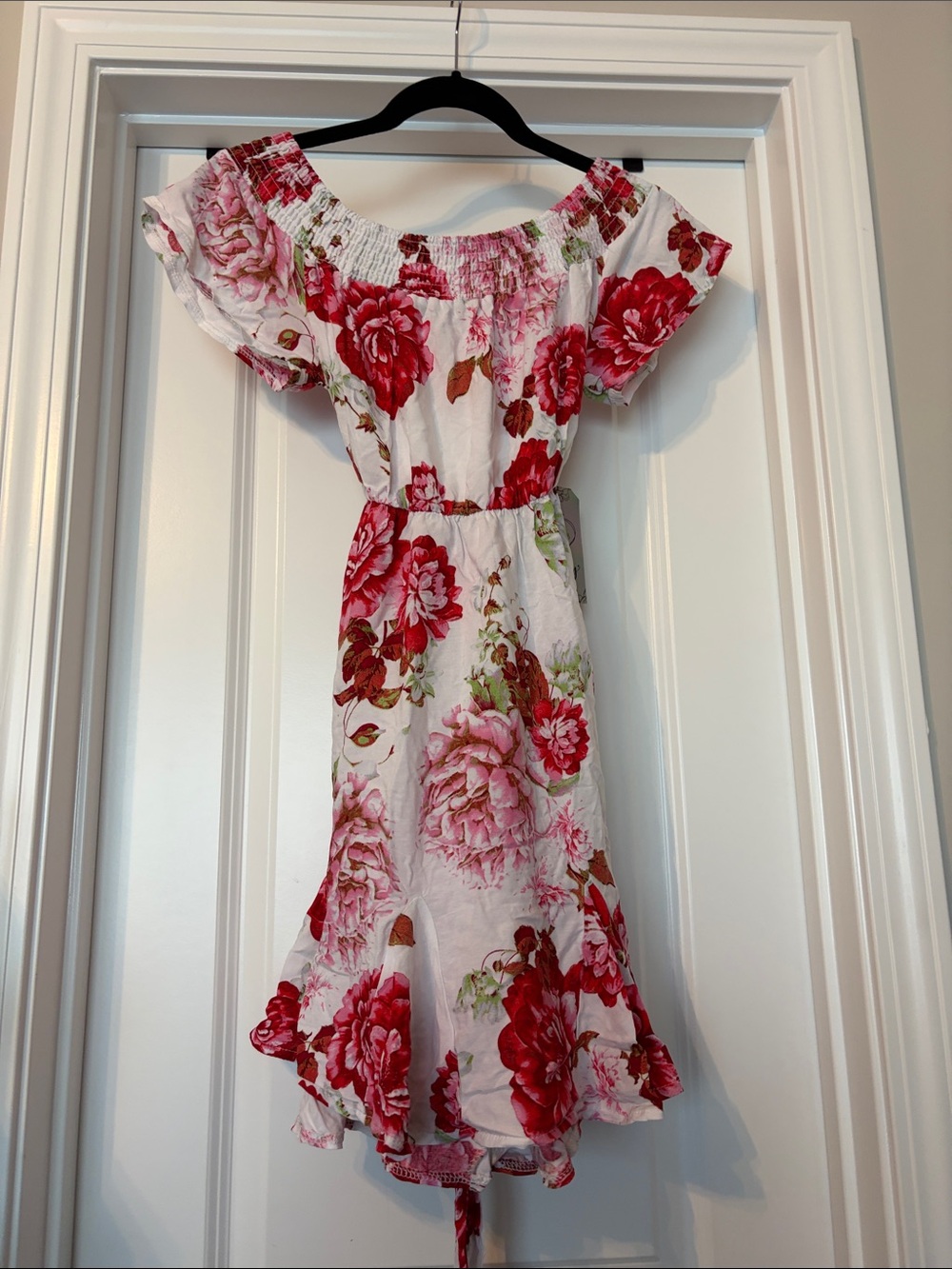 Justify White Dress with Pink and Red Floral Print